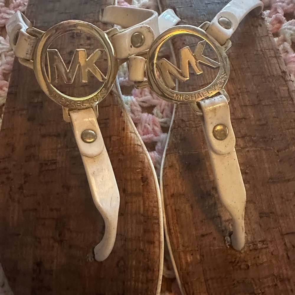 Michael Kors White and Gold Sandals